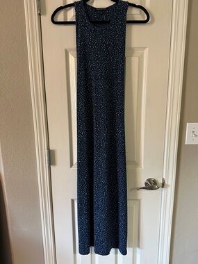 Banana Republic Navy Dress with Light Blue Dash Pattern